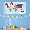 Colored World Map With Flags 