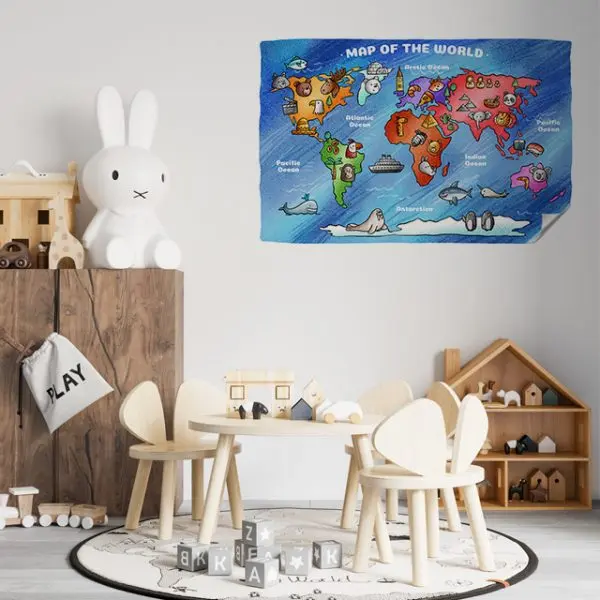 Colorful World Map For Kids