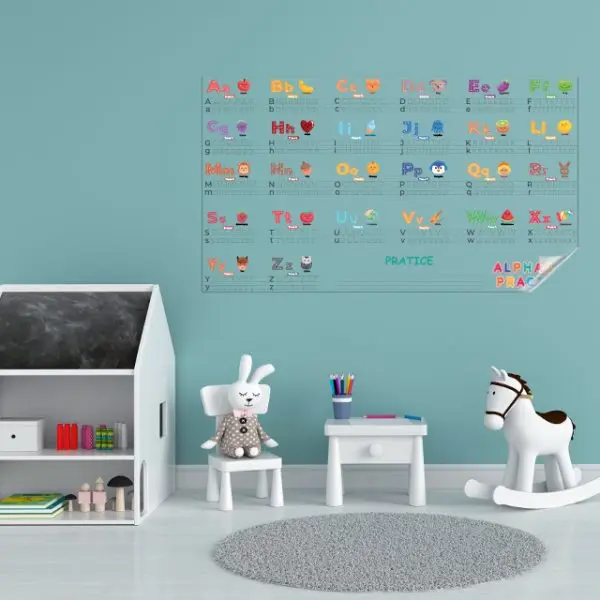 Dry Erase Line Guided English Alphabet Activity Decal