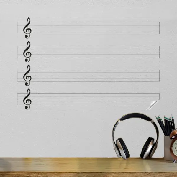 Dry Erase Treble clef Music Board Decal