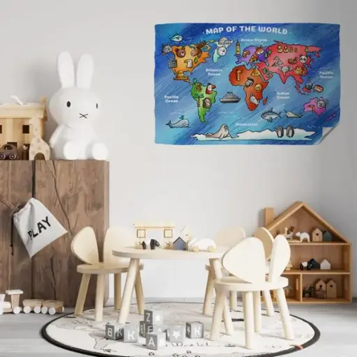 Colorful World Map For Kids